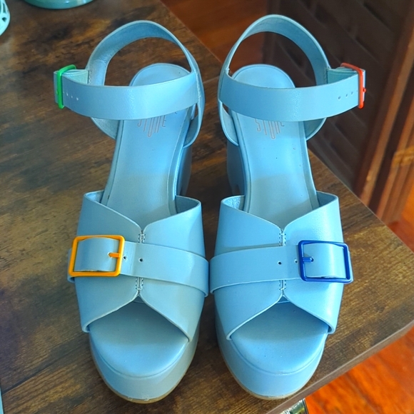Charlotte Stone Shoes - EUC Charlotte Stone Raf Baby Blue platforms sz 7 RARE